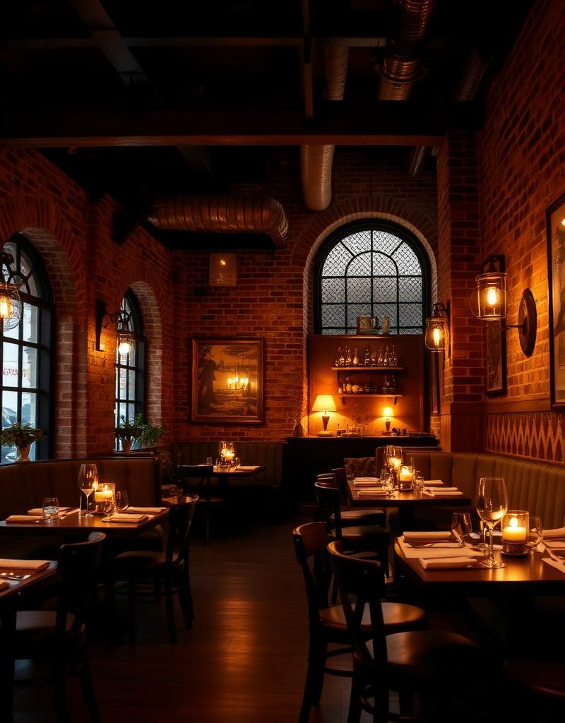 Warm candlelit restaurant interior