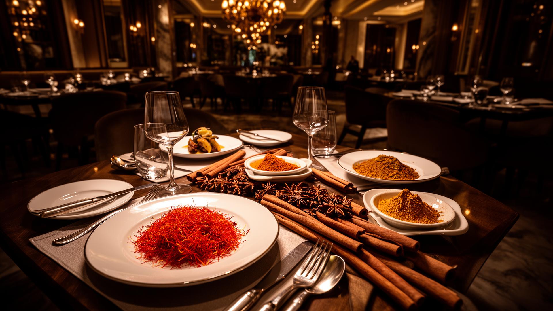 Elegant spice-laden dining table at Spice Garden